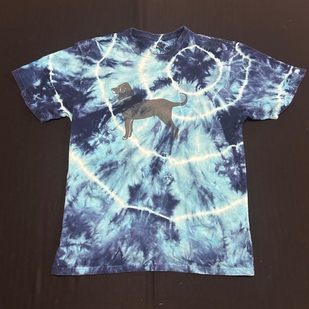 The Black Dog Blue Tie Dye Graphic T-Shirt Small Mens Womens Unisex Cotton